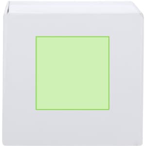 A white notepad pencil holder featuring a green square section, designed for office use.