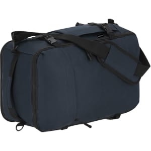 A dark navy backpack with adjustable straps and a sturdy design, featuring a small logo.