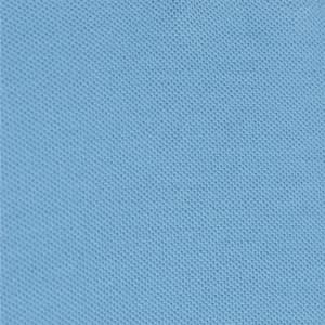 A close-up of a light blue polo shirt fabric texture, showcasing a smooth, breathable design with a logo.