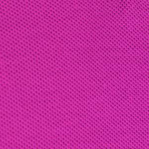 A close-up of textured fabric in bright pink, likely from a polo shirt made for women.