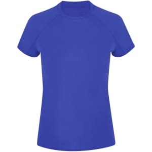 A blue Cocker Women T-Shirt with a fitted design and short sleeves, featuring a logo on the side.