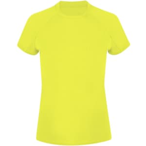 A bright yellow Cocker Women T-Shirt with short sleeves and a fitted design. It has a simple style and includes a logo.