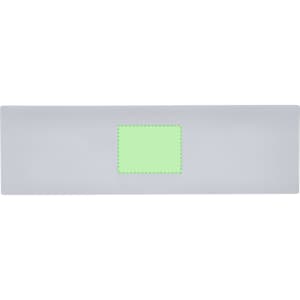 A metal pen in a sleek grey design with a branding area highlighted in green.