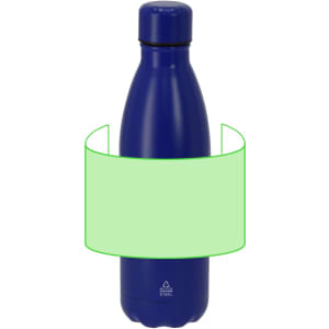 A drink bottle in navy blue, featuring a sleek design and a logo on the bottom.