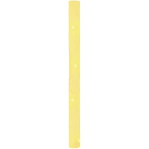 A yellow glow stick with a smooth surface and internal lighting, featuring a logo. Ideal for novelty uses.