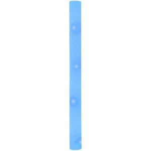 A translucent blue glow stick with a smooth surface, featuring a branding logo.