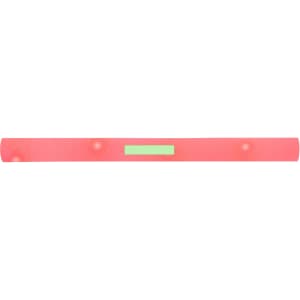 A pink glow stick with a glowing centre section, featuring a logo. Suitable for fun and novelty activities.