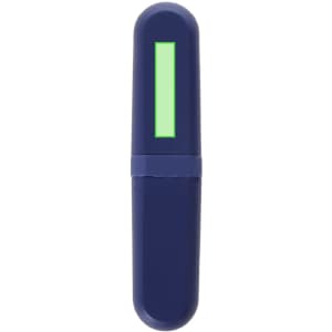 A navy blue cutlery set with a green accent, featuring a sleek, modern design. Includes branding.