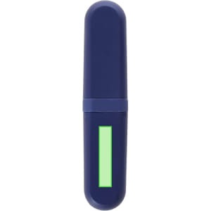 A navy blue cutlery set case with a green accent. The case is sleek and has a logo on it.