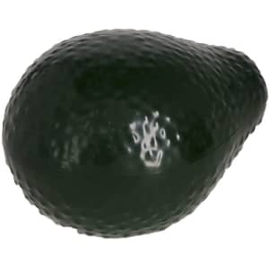 An avocado-shaped container in dark green with a textured surface, suitable for holding lip balm.