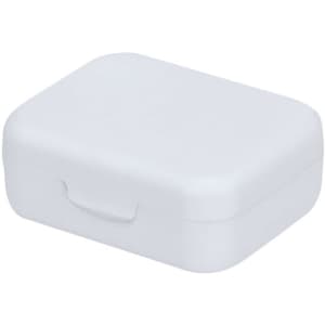 A white rectangular container with a rounded lid and a small handle. It has a smooth finish and is made of plastic.