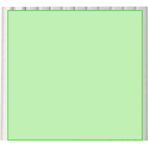 A green square with a bordered edge, featuring a smooth, solid surface.