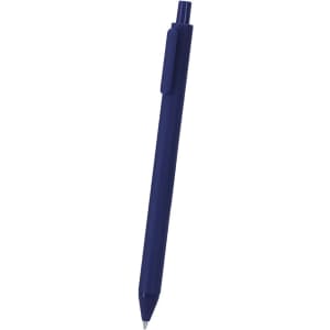 A navy blue pen with a clip and a rounded tip. The pen features a simple design.