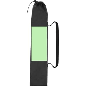 A black carrying bag with a light green panel and a shoulder strap, designed for sports equipment.