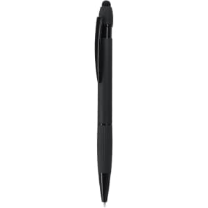 A black Turbom Stylus Touch Ball Pen featuring a sleek design and a stylus tip, with a logo on the body.