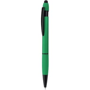 A green Turbom Stylus Touch Ball Pen with a black clip and tip. The pen features a textured grip and a branding logo.