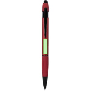 A red Turbom Stylus Touch Ball Pen with a black tip and a green section, featuring a logo.