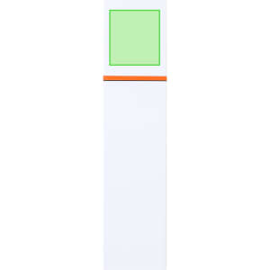 A highlighter in white with a green tip and an orange stripe, featuring a logo on its side.