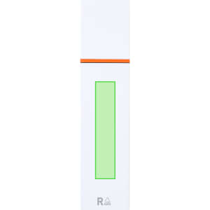 A highlighter with a white body, orange accent, and green highlighting section. It features a logo.