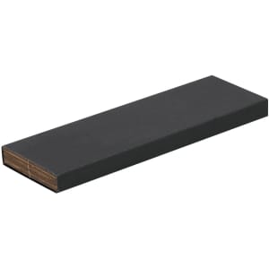 A black rectangular box containing wooden pencils, featuring a logo on one side.