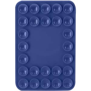 A navy blue silicone tray with circular indentations arranged in a rectangular shape. It features a branding logo.