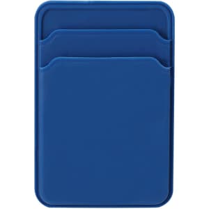 A blue Ristol Card Holder with two slots for cards, featuring a logo on the surface.