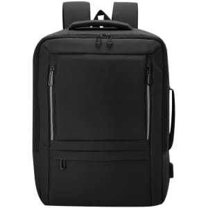 A black Javelin Backpack featuring multiple zippered pockets and padded shoulder straps, with a sleek, modern design.