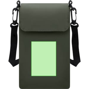 A green Kryan Multipurpose Bag with a flap, featuring a large blank area and adjustable straps.