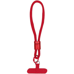 A red Whister Holder Bracelet with a looped strap and a clasp, designed for holding phones.