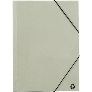 A grey Ecosum Folder with an elastic closure and a recycling symbol on the bottom right. It has a simple, minimalistic design.