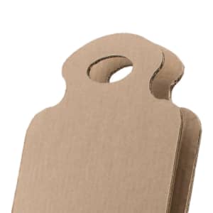 A brown cardboard product with a handle, designed as a holder for trash bags.