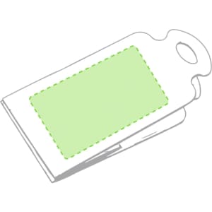 A green cart trash bag holder with a handle, featuring a blank area for branding or customisation.