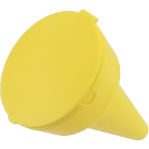 A yellow Cleansand Ashtray featuring a conical shape with a flat circular top and a removable lid.