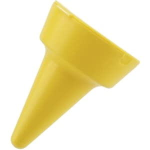 A yellow Cleansand Ashtray with a conical shape and a rounded top, featuring a logo.
