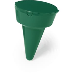 A green Cleansand Ashtray featuring a cone shape with a circular top, designed for home use.