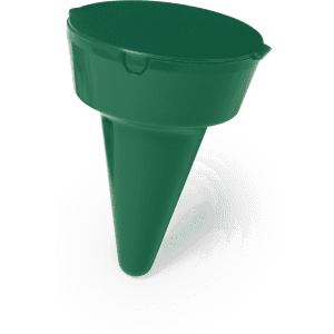 A green Cleansand Ashtray with a funnel shape, designed for home and living use. It features a logo.