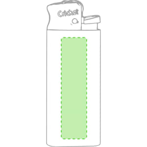 A green Minicricket lighter with a smooth design and a visible branding logo on top.