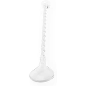 A drink stirrer in clear, twisted acrylic design with a flat base for stability. Features a branding logo.