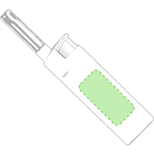 A kitchen lighter in white with a green accent and a long nozzle. Features a branding logo.