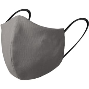 A grey reusable hygienic mask with black ear loops, designed for health and personal use.