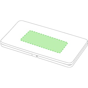 A rectangular multipurpose bag in a minimalist style featuring a green patch and a subtle logo.