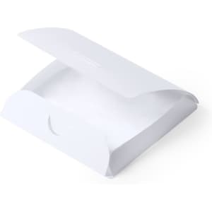 A white multipurpose bag with a curved flap, featuring a simple design and an internal compartment.