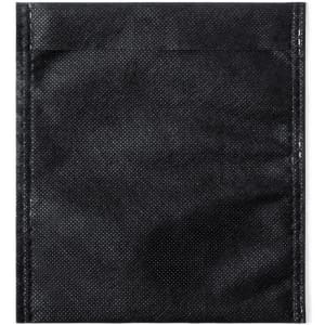 A black pouch with stitched edges and a simple design, featuring a logo.
