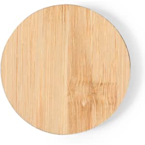 A round wooden pin with a smooth, natural finish, featuring a subtle grain pattern.
