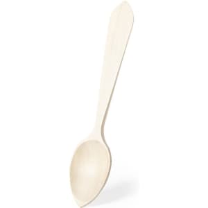 A wooden spoon featuring a light, natural finish and an elongated handle. The product has a simple, clean design.