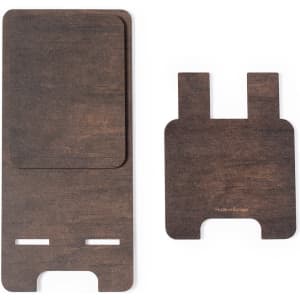 A dark brown photo frame holder with two separate pieces, featuring a smooth finish and a minimalist design.