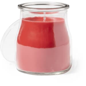A pink Saicer Aromatic Candle in a glass jar, featuring a layered design with a clear lid.