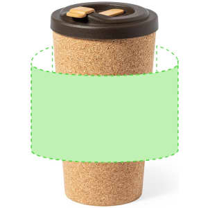 A drink bottle featuring a brown lid and a cork-style body, with a smooth finish and a branding logo.