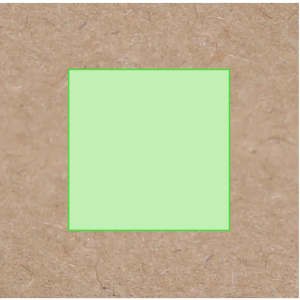 A light green square on a textured brown background, features a simple design with no additional details.