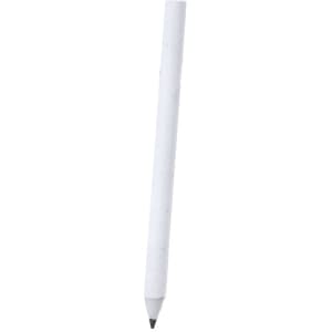 A plantable pencil in white with a graphite tip, featuring a logo on the side.